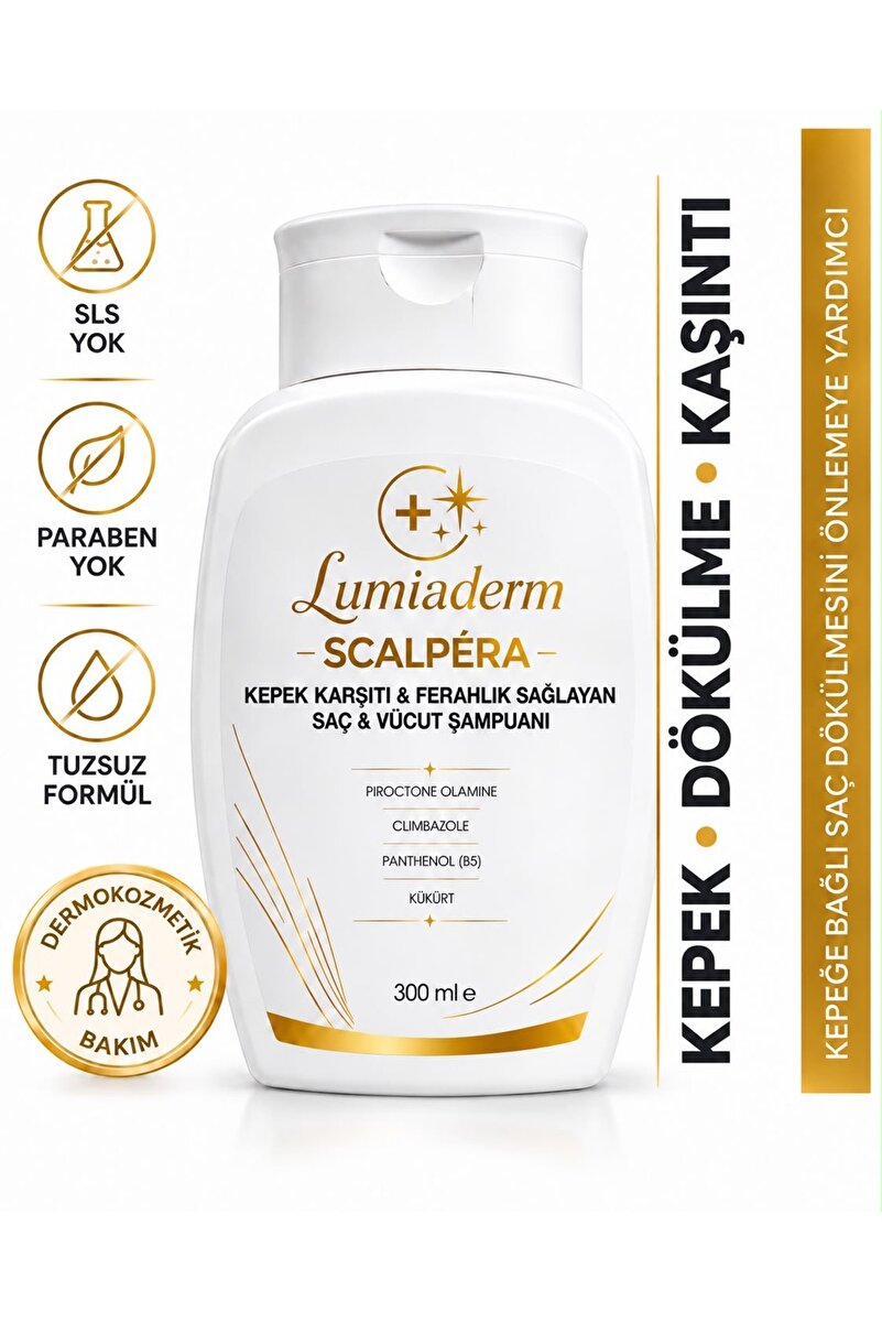 Genel Markalar Lumiaderm Scalpéra Kepek Karşıtı Saç & Vücut Şampuanı – Piroctone Olamine, Climbazole ve Kükürt – 300 ml