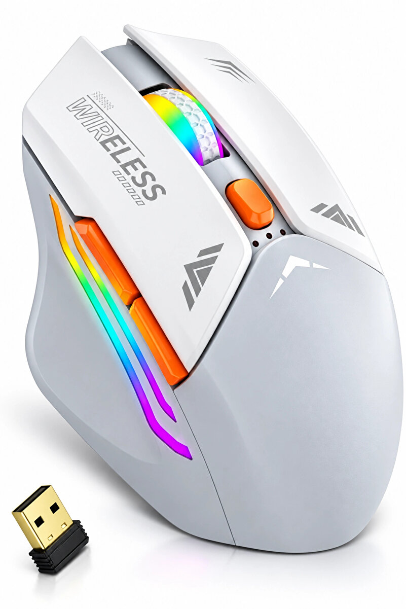 Blackbird Game Center Blic Bwm1 Beyaz Rgb Şarjlı Kablosuz 1600dpı Işıklı Kablosuz Mouse