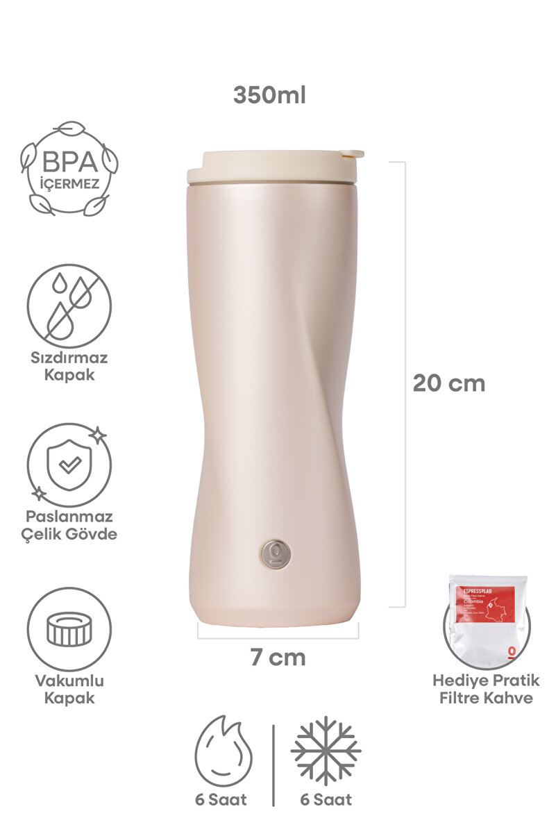 Espressolab Paslanmaz Çelik Sarı Termos 350 ml Vakumlu Kapaklı No:138
