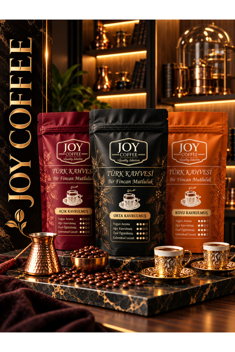 joycoffeee Türk Kahvesi 100 Gr 3'lü Paket Açık Orta Koyu KavrulmuşTürk Kahvesi 100 Gr Damak Tadımda Yeni Üçlü Açık Orta Koyu Kavrulmuş 3'lü Tek Pakete