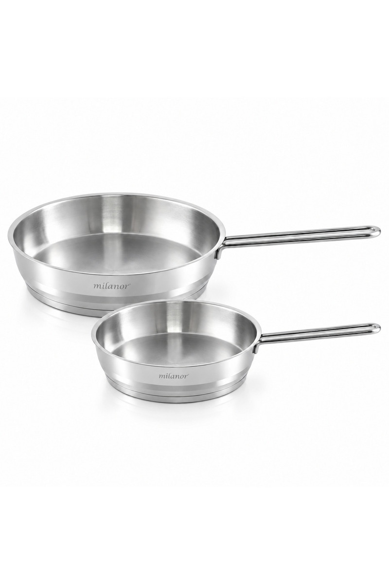 Milanor Aster Paslanmaz Çelik Tava Seti – 24 cm, 26 cm