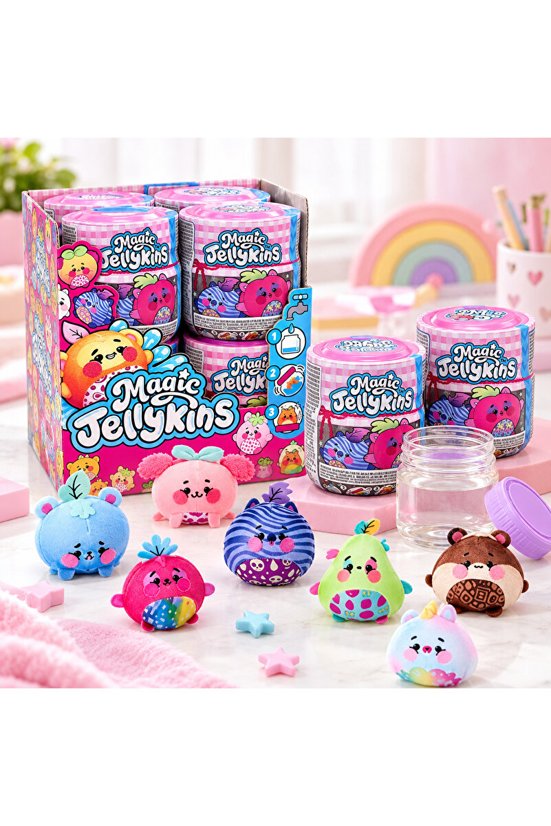 TAHA İTHALAT Magic Jellykins Sihirli Kavanoz Sürpriz Peluş Oyuncak – Suyla Ortaya Çıkan Mini Peluş