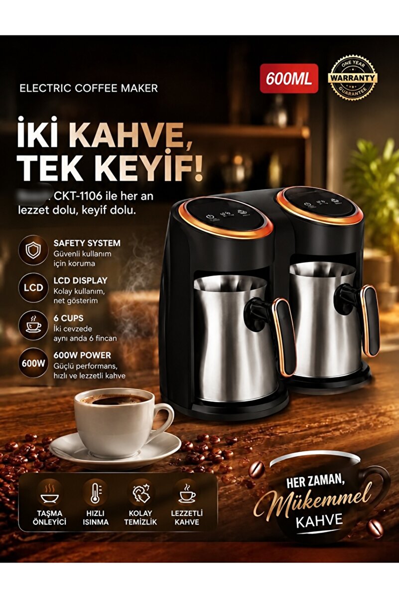 Genel Markalar Göstergeli Türk Kahvesi ve süt Makinası