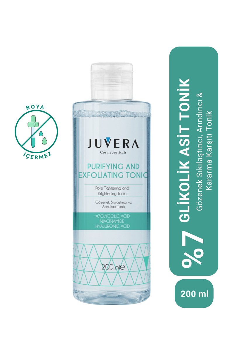 JUVERA Cosmeceuticals %7 Glikolik Asit Içerikli Gözenek Sıkılaştırıcı Arındırıcı Ve Kararma Karşıtı Tonik 200ml