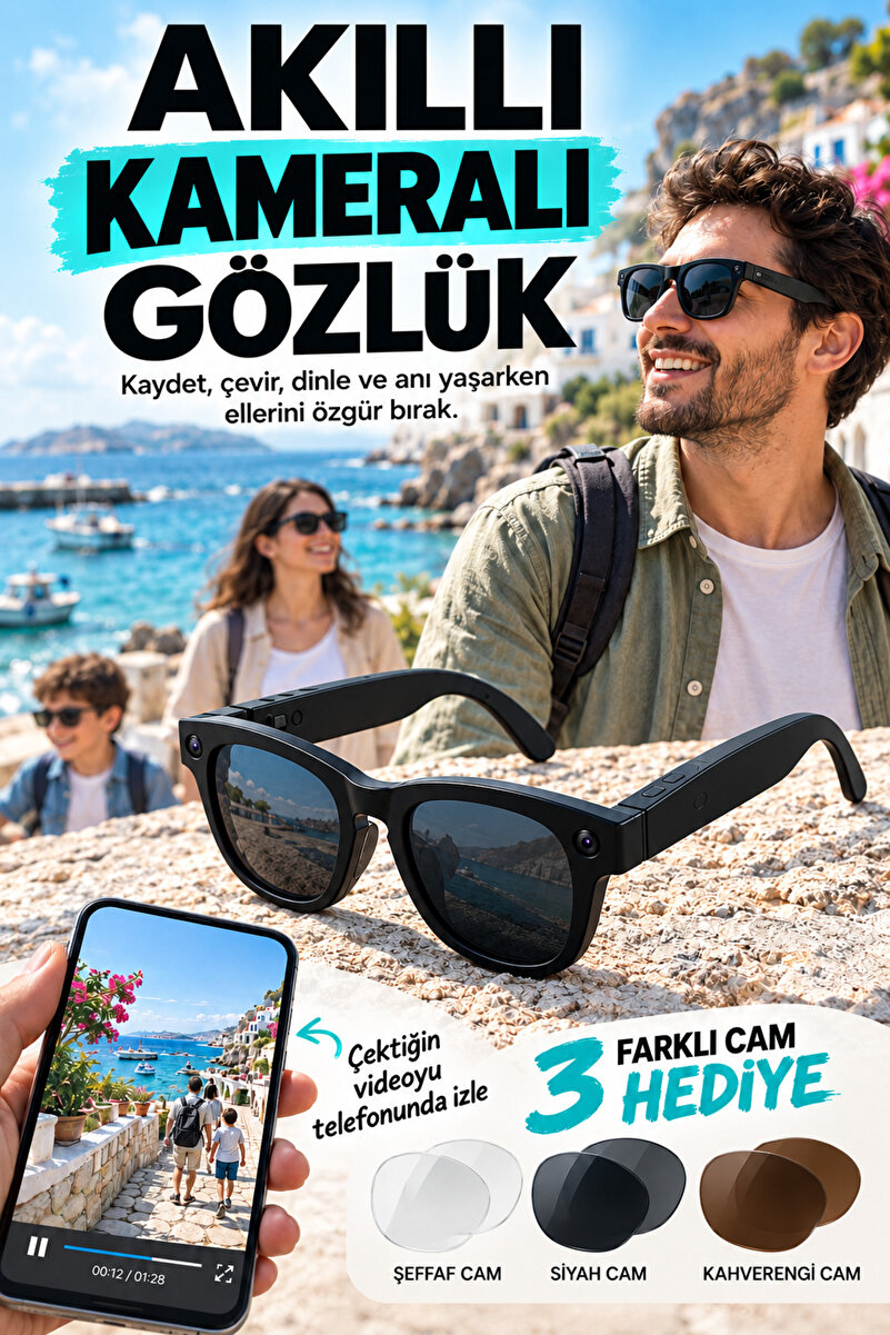 Zineets Ultra HD Eller Serbest Wifi Güneş Gözlük Aksiyon Kamerası Gizli Aİ Destekli Akıllı Gözlük Dİl Çevirici Özellikli