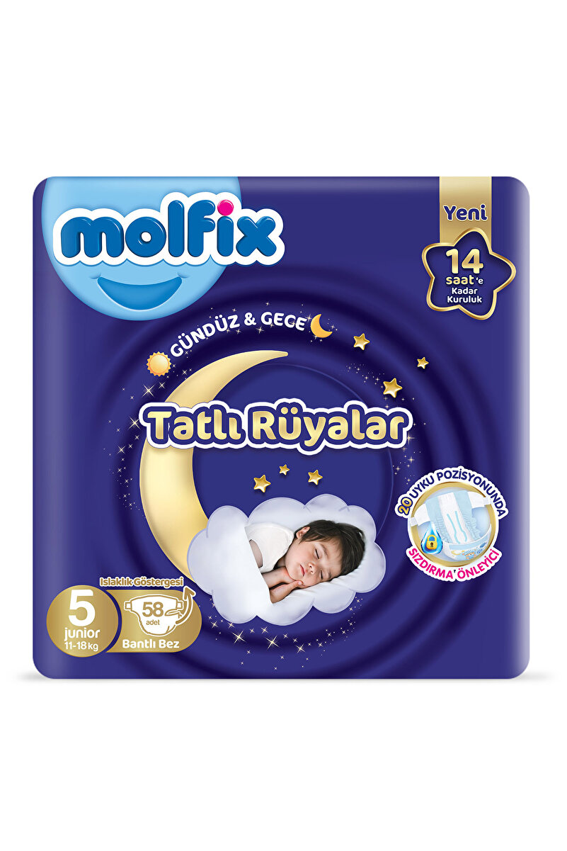 Molfix Tatlı Rüyalar Fırsat Paketi 5 Beden Junior 58 Adet