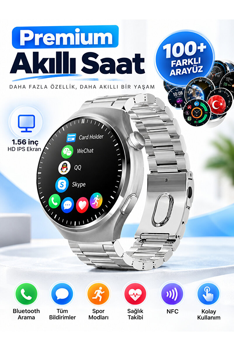 KALİTESENİNLE Watch 4 Pro Akıllı Saat Iphone Ve Android Telefonlara Uyumlu Nfc&arama Smartwatch