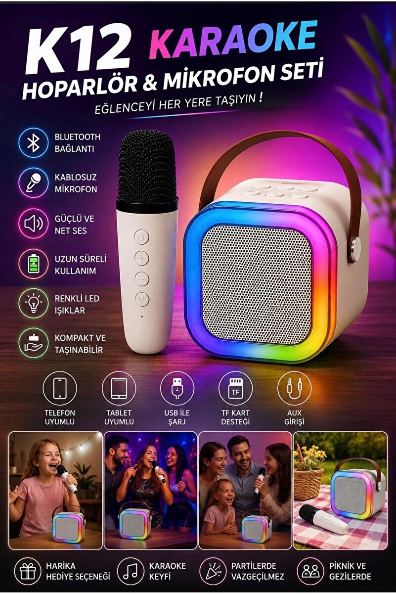 Genel Markalar K12 KARAOKE HOPARLÖR & MİKROFON SETİ