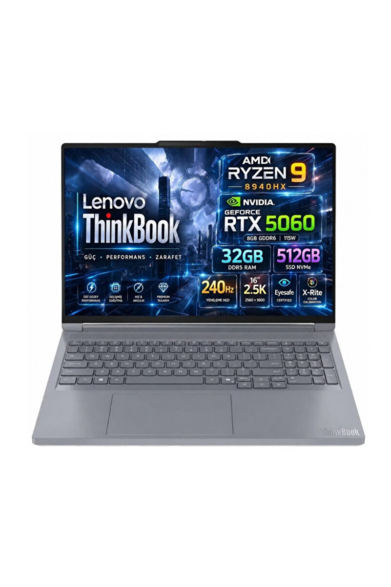 LENOVO ThinkBook 16p G6 ADR AMD Ryzen 9 8940HX 32GB 512GB SSD RTX 5060 8GB (115W) 16'' WQXGA (2560x1600) IPS 240Hz Freedos Taşınabilir Bilgisayar 21U00014TX