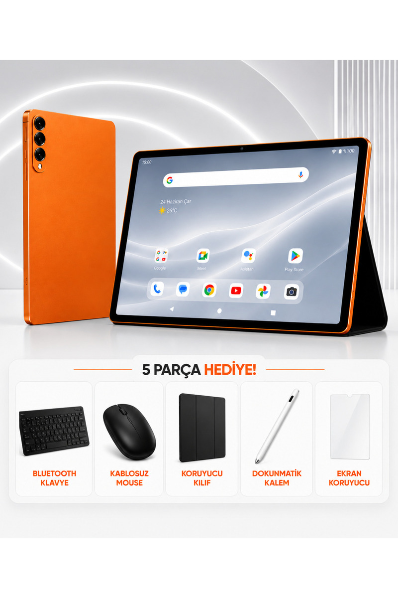 TARÇIN 10.1" 8000mAh Tablet +El fanı, Klavye Kılıf, Mouse ve S-Pen Hediyeli
