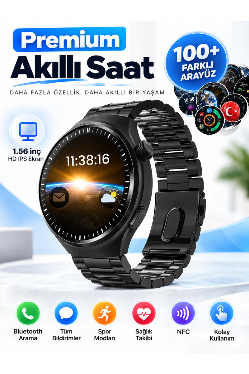 KALİTESENİNLE Watch 4 Pro Akıllı Saat Iphone Ve Android Telefonlara Uyumlu Nfc&arama Smartwatch