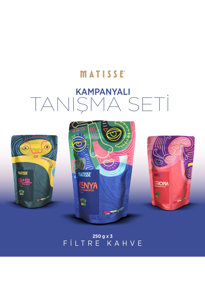 MATISSE COFFEE Matisse Dünya Kahveleri Tanışma Seti – Etiyopya, Brezilya & Kenya 250g x 3