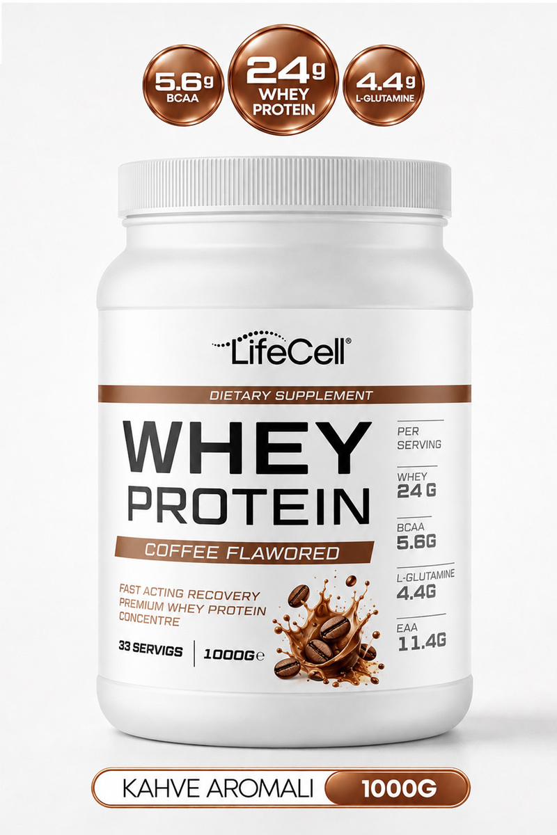 Lifecell WHEY PROTEİN TOZU | KAHVE AROMALI | 33 SERVİS - 1000g