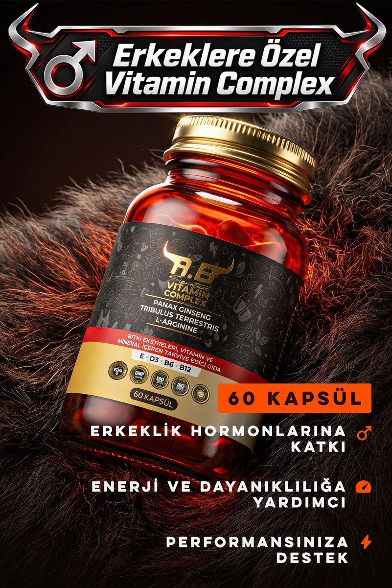 Alfa Bizon Vitamin Complex Ginseng Tribulus L-Arginine (Erkeklere Özel) 60 Kapsül