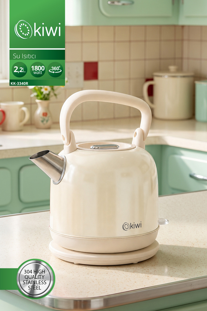 Kiwi Kk-3340 Paslanmaz Çelik Retro Su Isıtıcı Kettle - PH