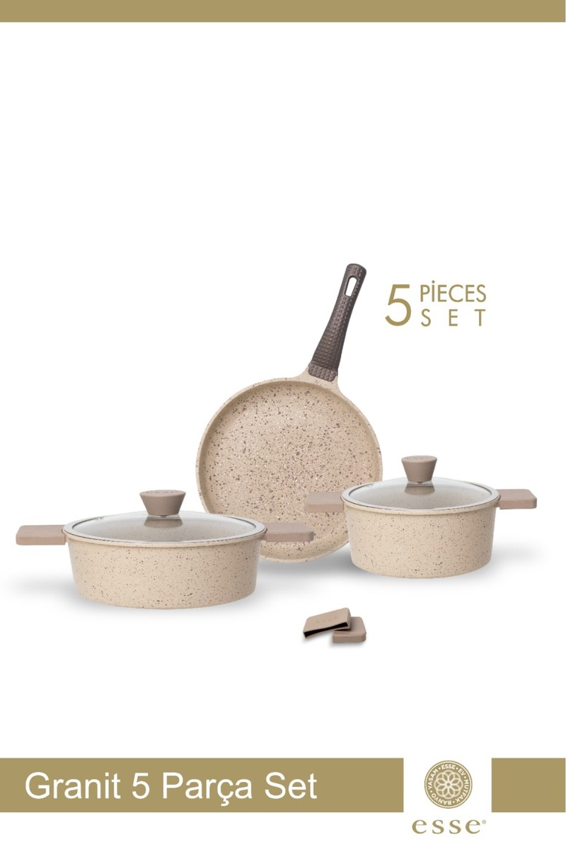 Esse Granit Döküm Tencere Set 5 Parça 20 Derin 24 Kısa 24 Tava