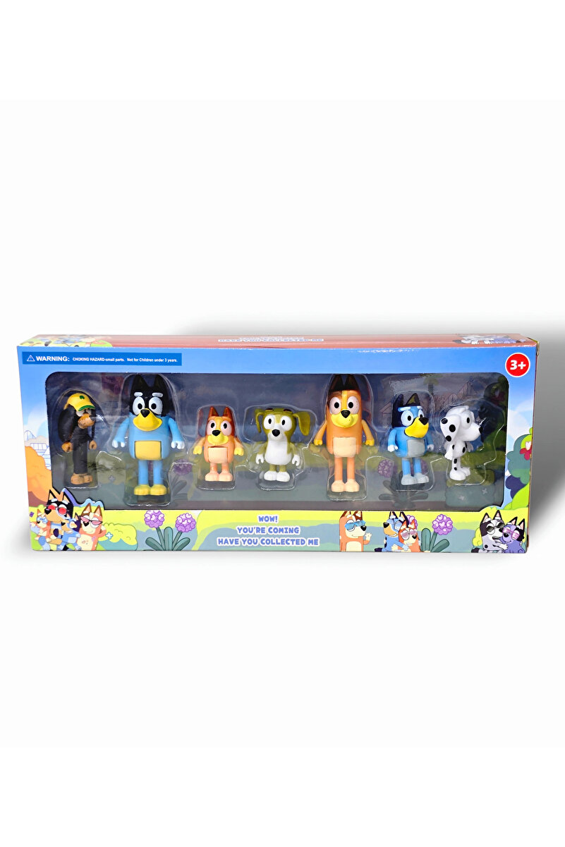 DEK Bluey 7’li Figür Seti Anne Baba Bingo ve Arkadaşları Hareketli Oyuncak Figür