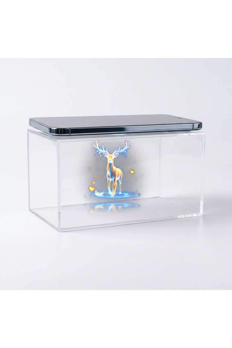 HOLOYOSO +Sürpriz Hediyeli 3D Hologram Kutusu - Akıllı Telefon Uyumlu Optik İllüzyon Projektörü & Eğitici Çocuk Hediye Seti, Premium Kutu Açma Deneyimi