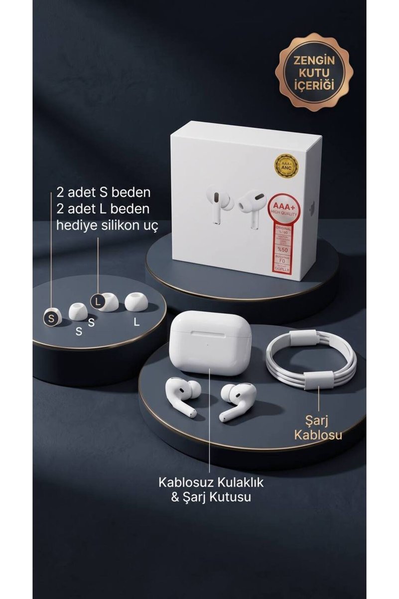 NovMark Air Pro 2 AAA+ANC Aktif Gürültü Ses Önleyici Özellikli Tüm iOS Ve Android Telefonlarla Uyumlu(Yedek Kulak İçi Silikonlar Dahil)