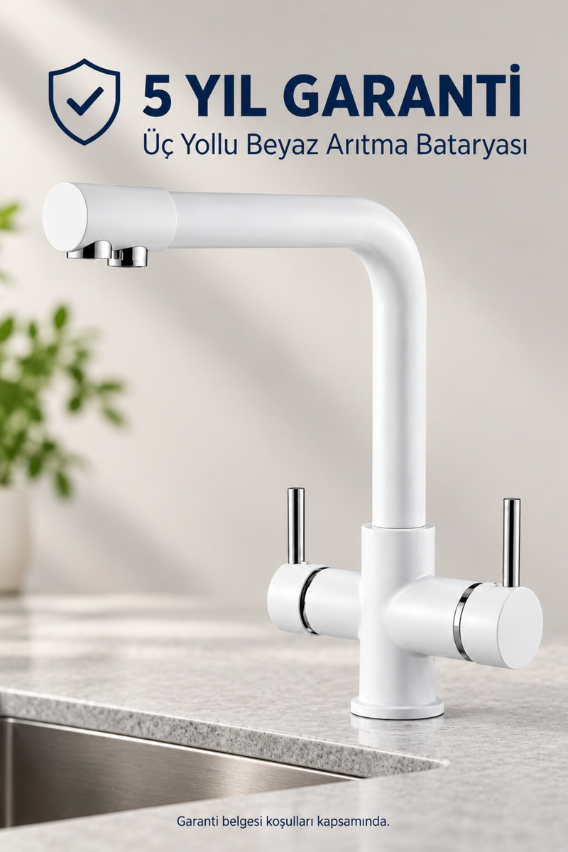 Üç Yollu Beyaz Arıtma Mutfak Bataryası – 5 Yıl Garantili