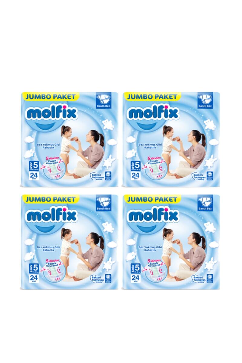 Molfix Bebek Bezi Jumbo Paket 5 Numara-beden 11-18 Kg 24 Adet X 4 Paket