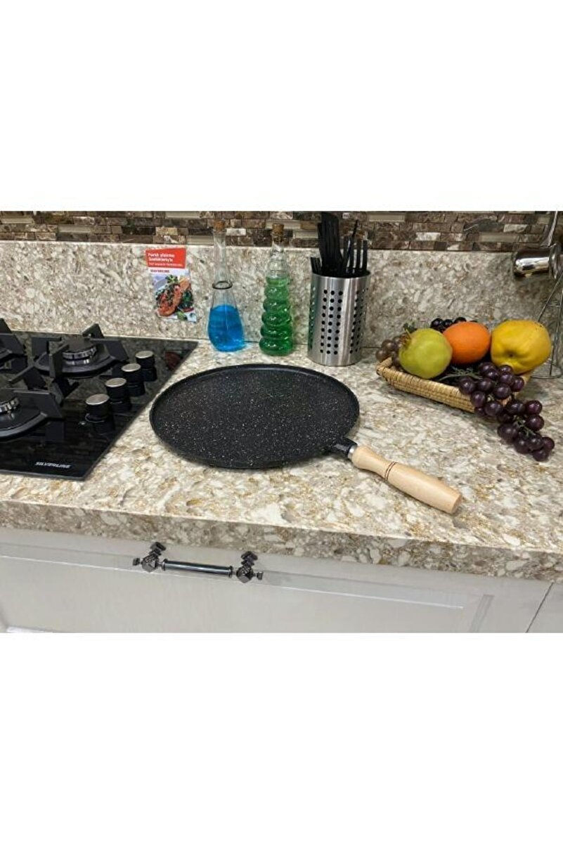 CANSUYU 35cm Siyah Kale Dökümgözleme Ve Krep Tavası