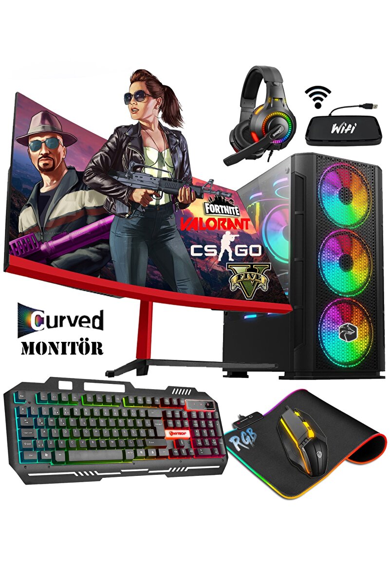 Gamepage Magic X90 Ryzen 5 3600 16gb 256gb 1tb Gtx1050ti 23.8" Curved Masaüstü Oyuncu Bilgisayarı