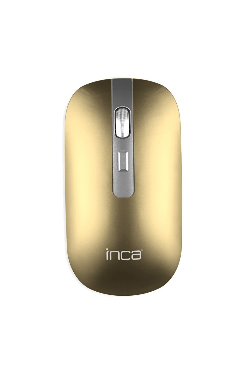 Inca Kablosuz Bluetooth & Wireless Gold Mouse Rechargeable Special Gold Metallic Silent Mouse Iwm-531rs