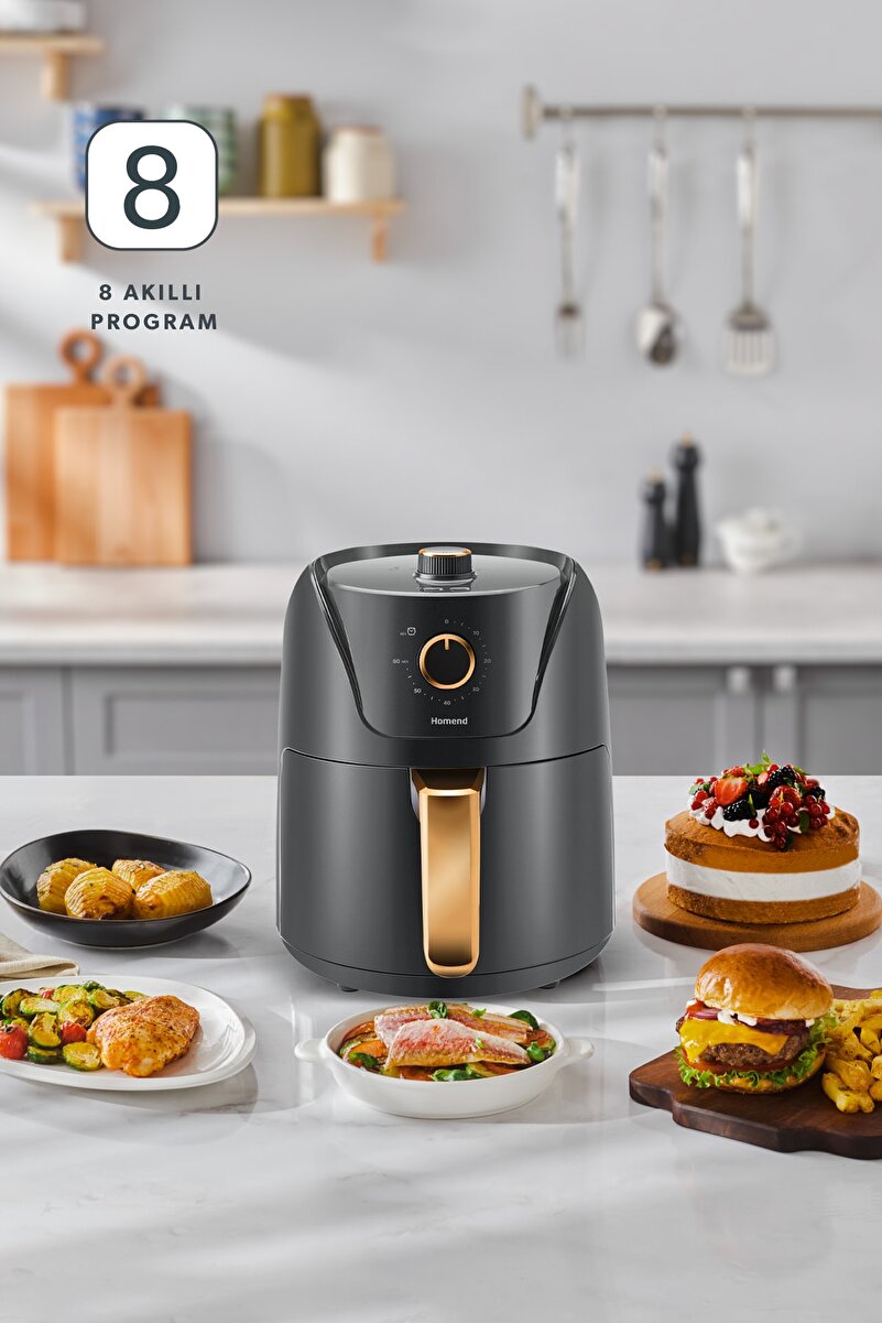 HOMEND Airfryday 2505h 8 Farklı Programlı, Yağsız fritöz 4,3 Litre Airfryer