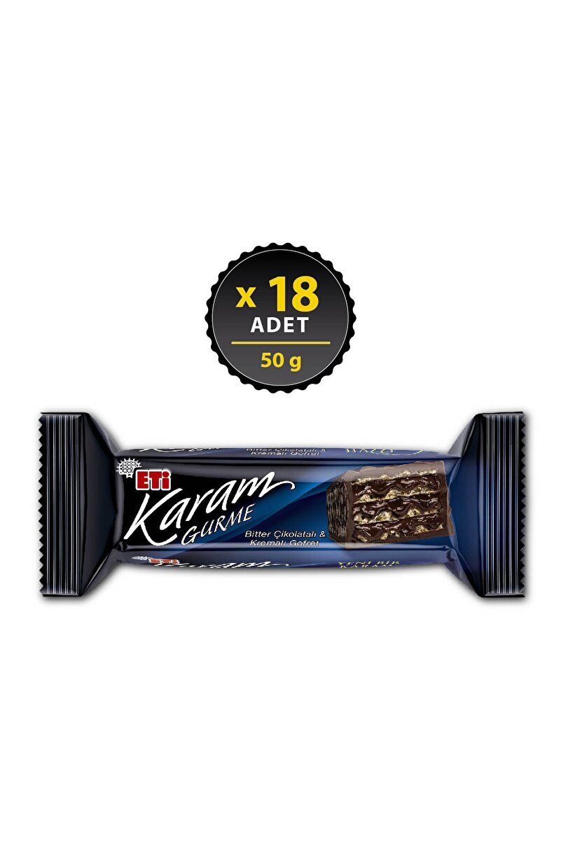 Eti Karam Gurme Bitter Çikolatalı Gofret 50 g x 18 Adet