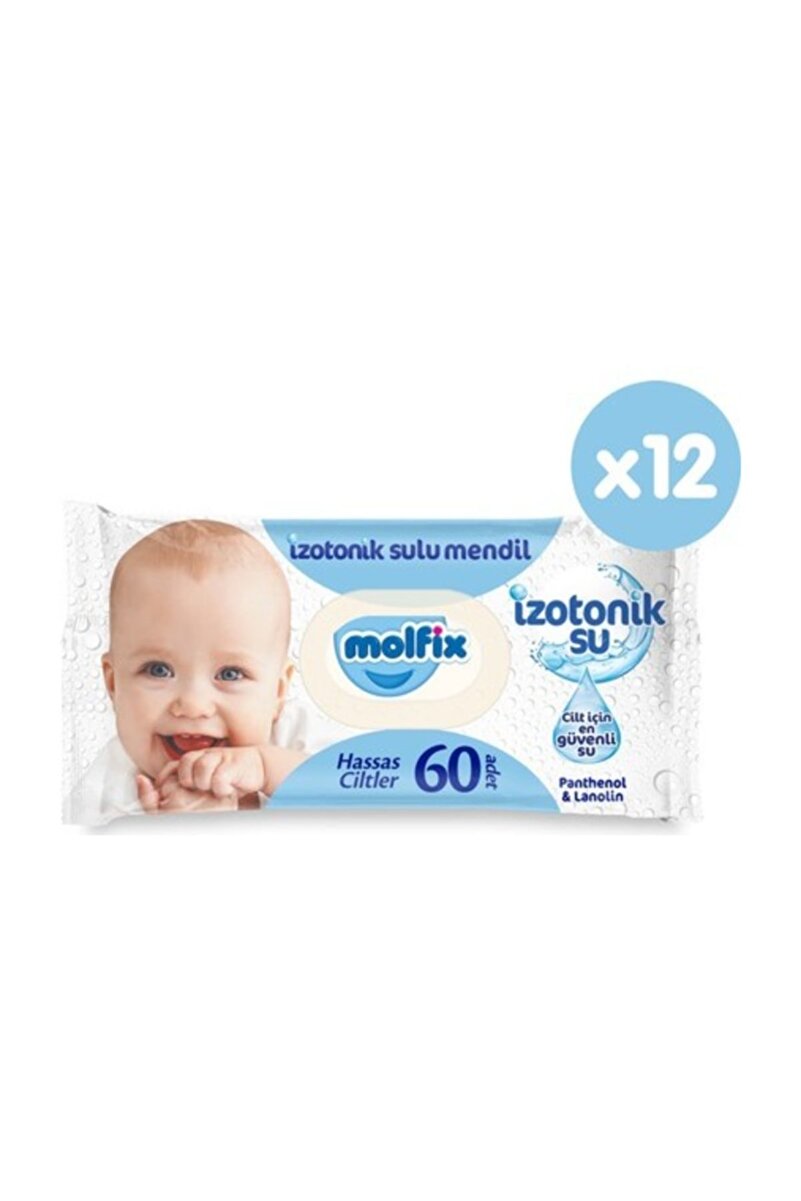 Molfix Izotonik Sulu Hassas Ciltler Islak Havlu 60 Adet X 12 Paket : 720 Adet