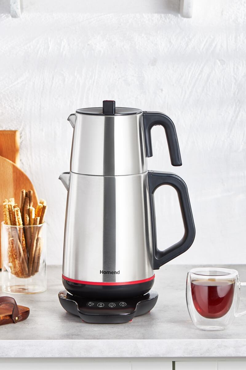 HOMEND Royaltea 1708H Paslanmaz Çelik Konuşan Çay Makinesi Inox-Siyah 1800 W