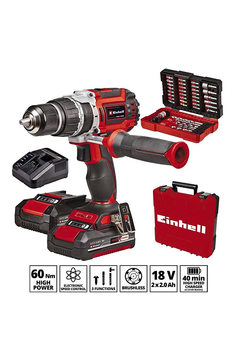 Einhell TP-CD 18/60 Li-i BL +39 (2x2,0 Ah), Akülü Darbeli Vidalama