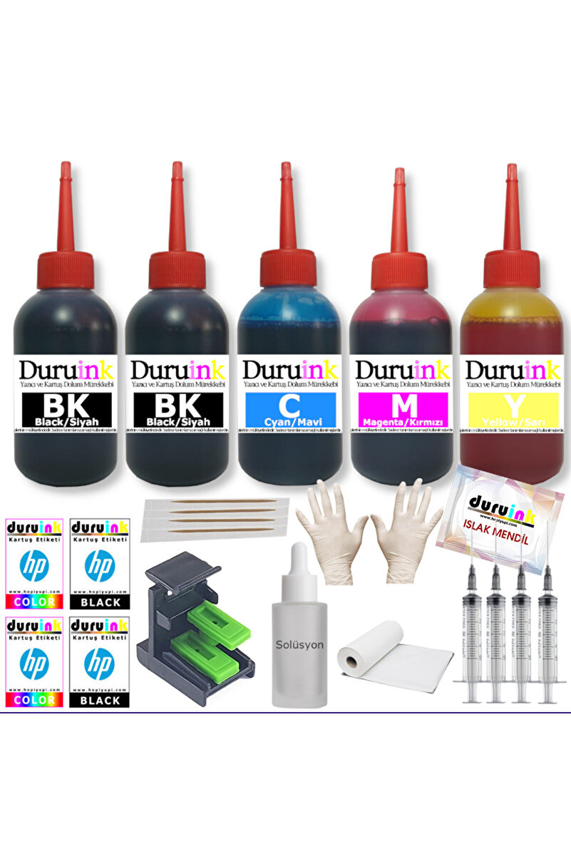 Canon (E404 E414 E464 E474 E484) UYUMLU PG 46 CL 56 KARTUŞ DOLUM SETİ 5 li SET 5x100ml MÜREKKEP