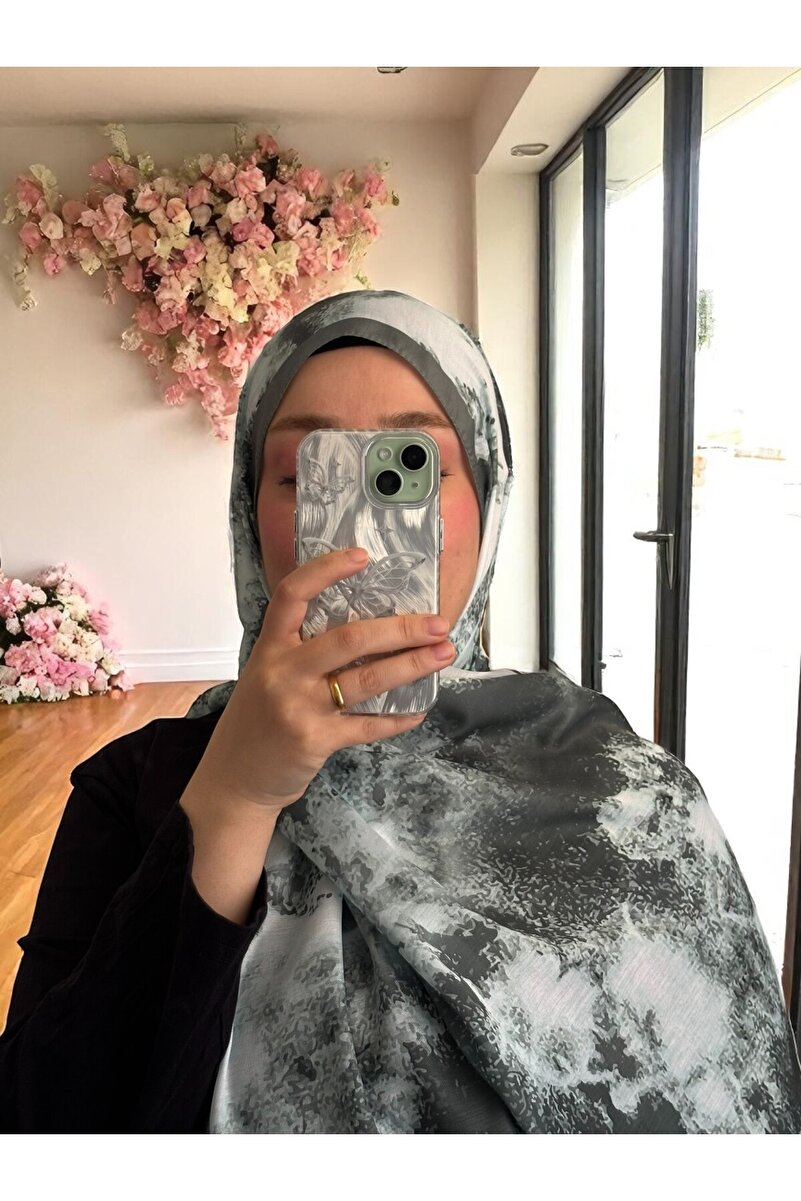 Bohem Serisi Bohem Desen Pamuklu Dijital Soft Şal - Pastel Yeşil