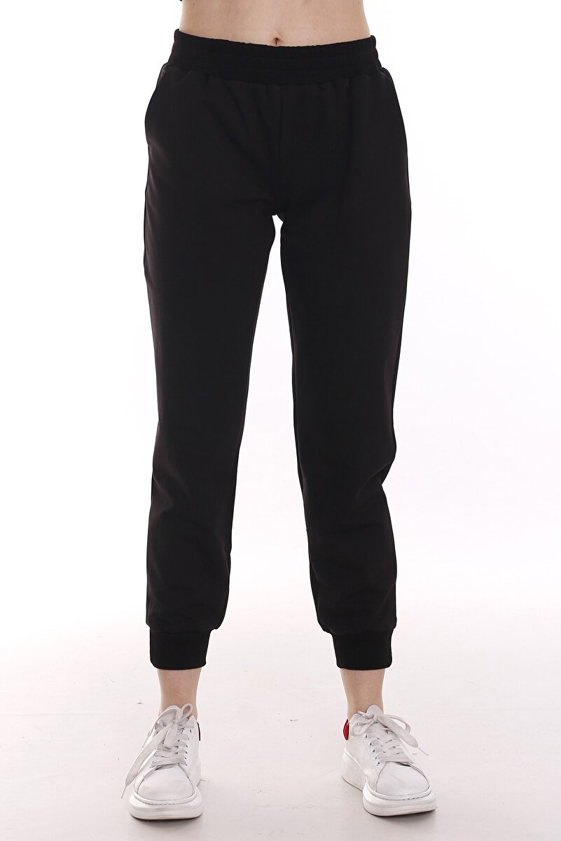 Elastic-Waist Front Pocket Joggers &mdash; Black