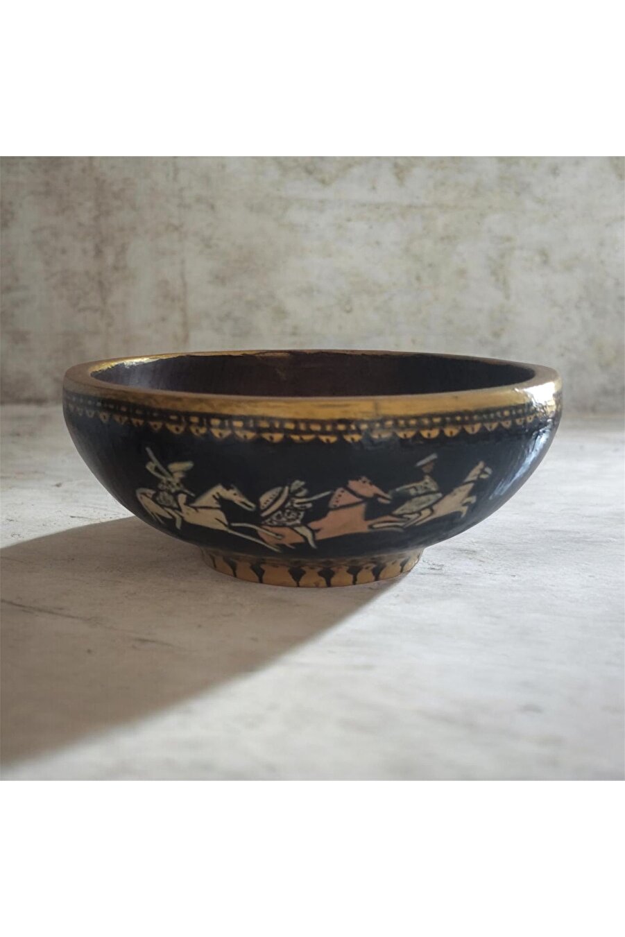 Antik görünümlü ahşap kase 22cm