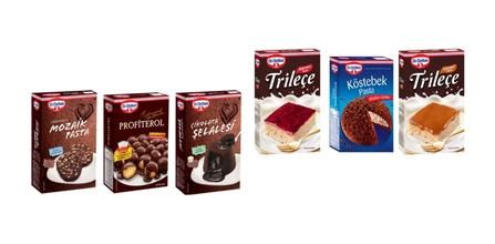 Dr. Oetker Mozaik, Profiterol, Böğürtlenli ve Karamelli Trileçe, Çikolata Şelalesi, Köstebek Pasta | Dr. Oetker Avantajlı Paket Kullanımı
