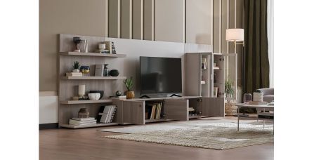Pratik Tasarımlı Bej TV Ünitesi Modelleri