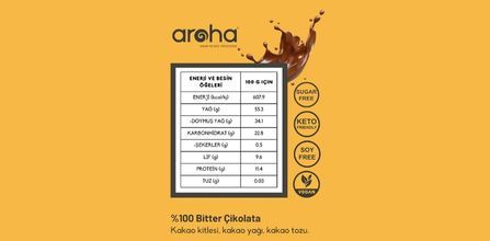 AROHA 3 Adet %100 Kakao, Şekersiz Bitter Çikolata Özellikleri