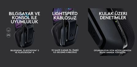 Logitech G535 Lightspeed Mikrofonlu Kablosuz Oyuncu Kulaklığı Özellikleri