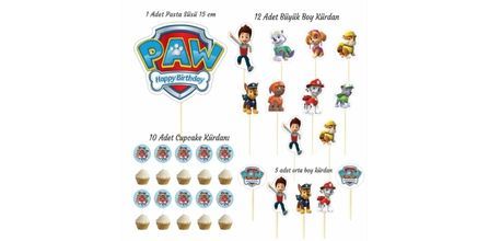 Siyah Parti Evi Paw Patrol Doğum Günü Pasta Süsü Kürdan Takımı Özellikleri