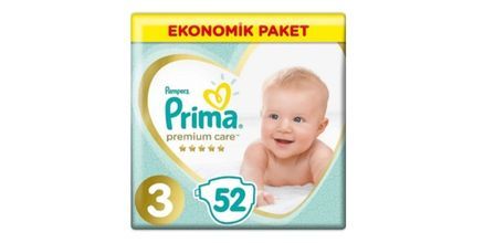 Prima Bebek Bezi Premium Care 3 Beden 52 Adet Ekonomik Paket Kullanımı