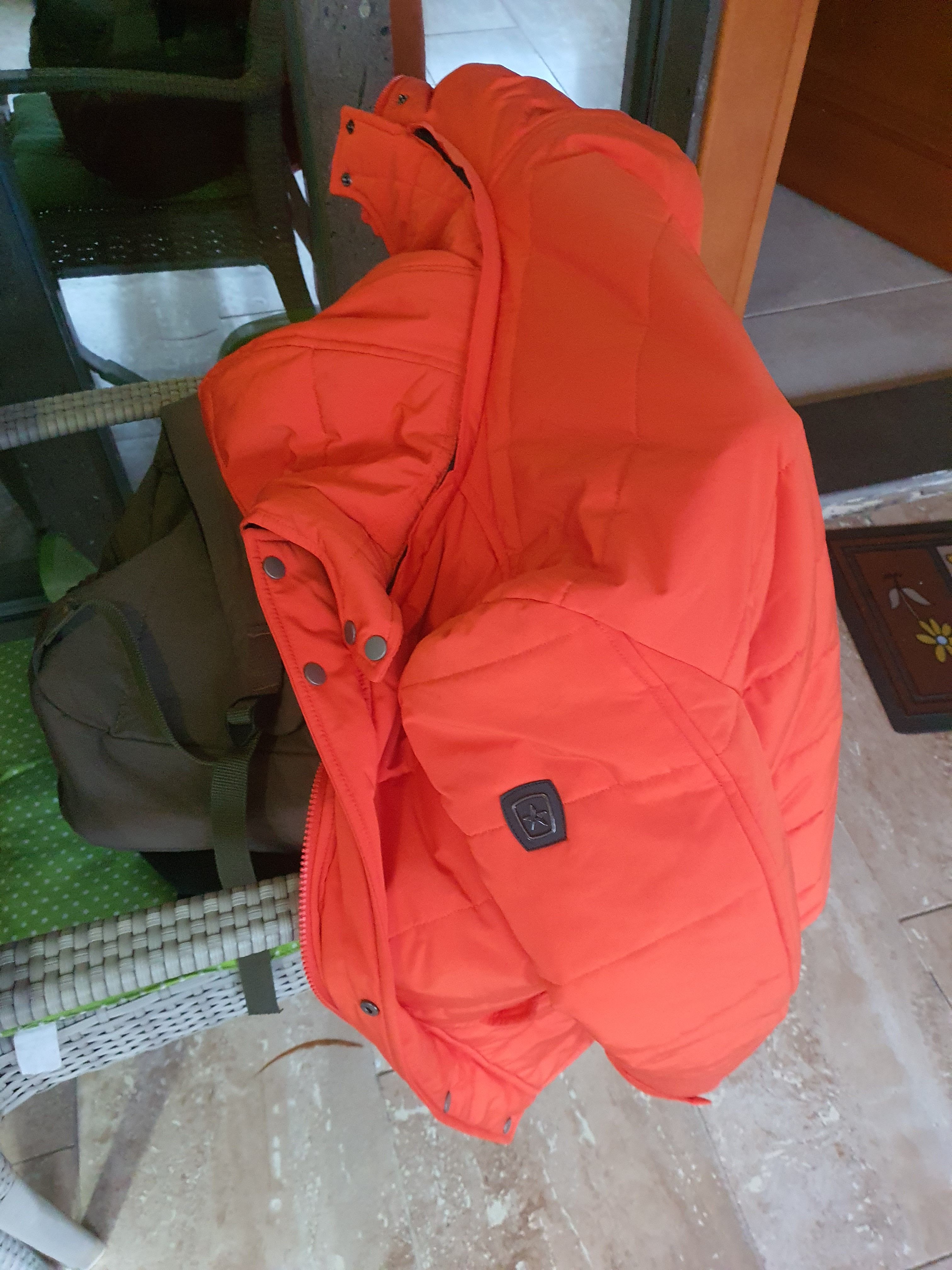 Standart Fit Normal Kesim Dik Yaka Kapüşonlu Casual Turuncu Kaban