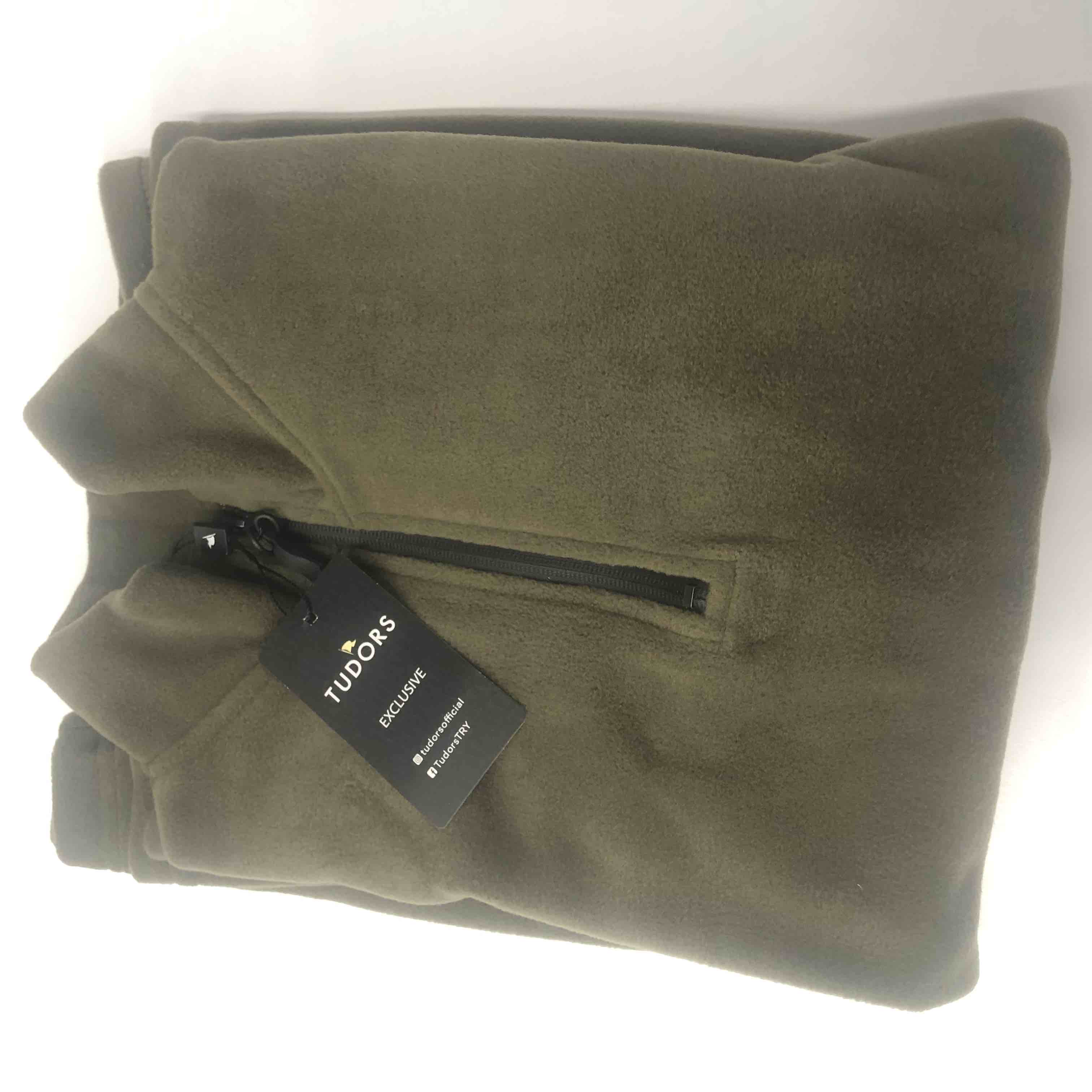 Unisex Dik Yaka Yarım Fermuarlı Polar Sweatshirt - TUDORS