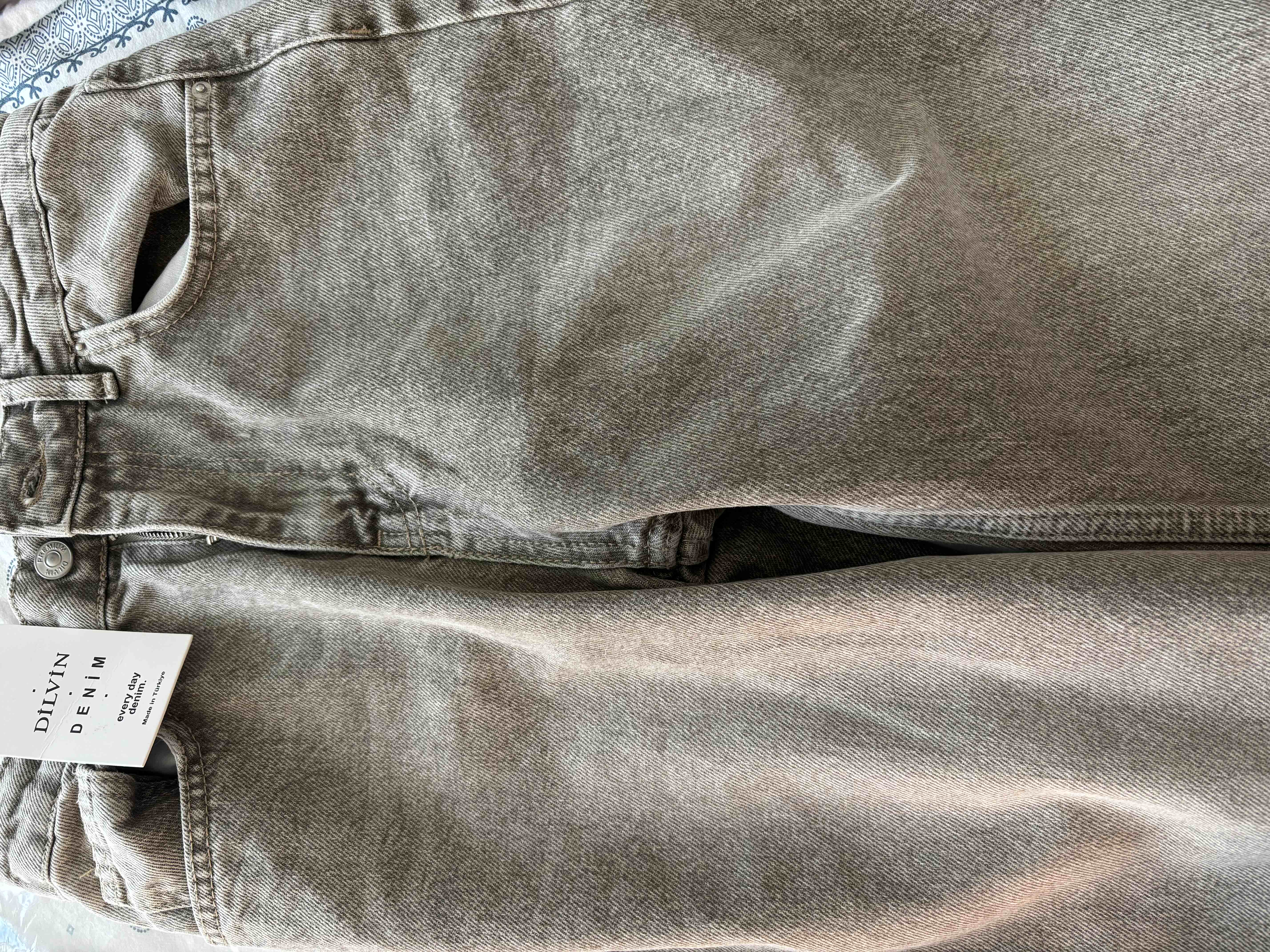 72034 %100 Pamuk Kar Yıkama Renkli Denim Pantolon-Haki | JEAN
