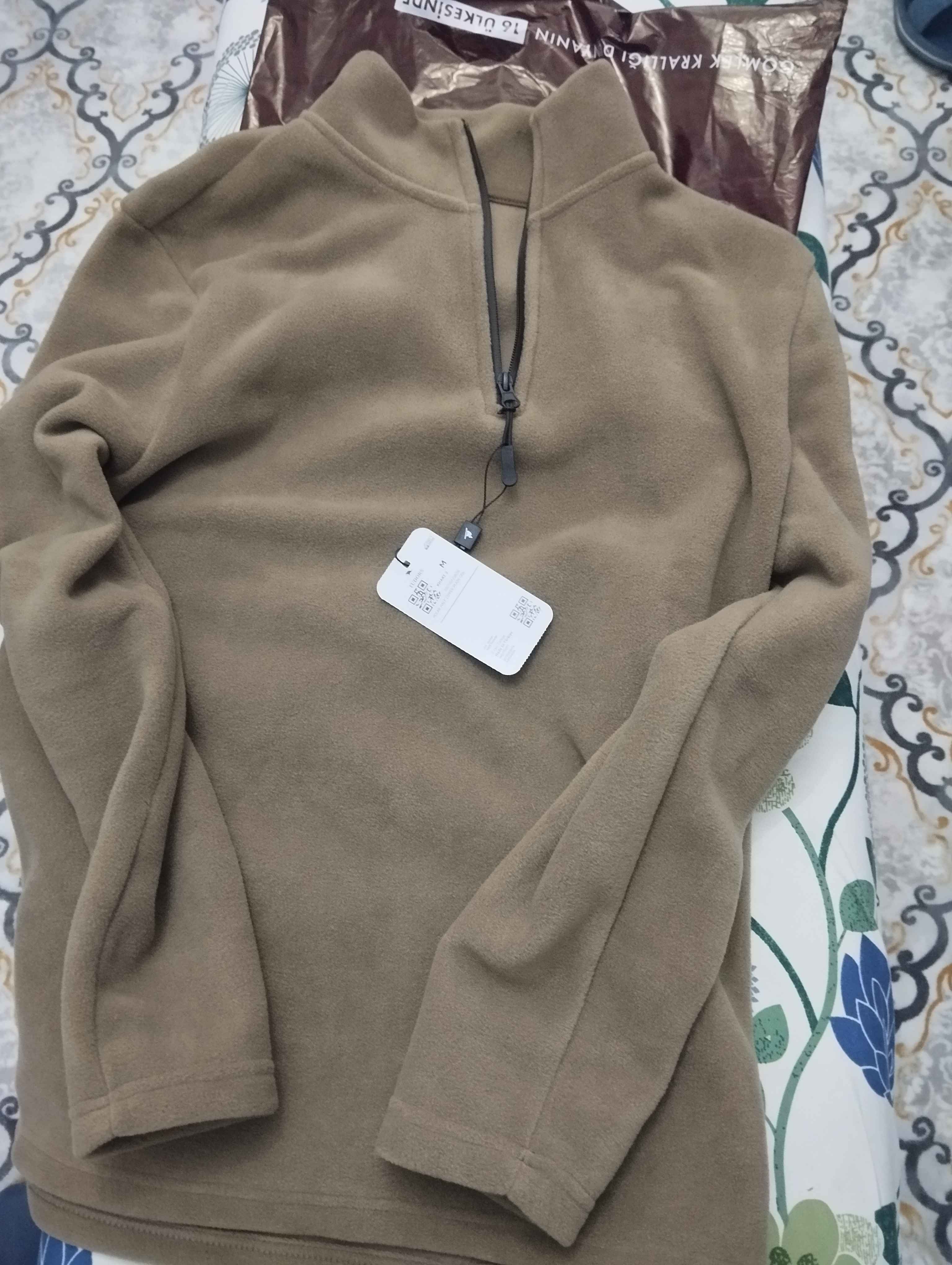 Unisex Dik Yaka Yarım Fermuarlı Polar Sweatshirt - TUDORS
