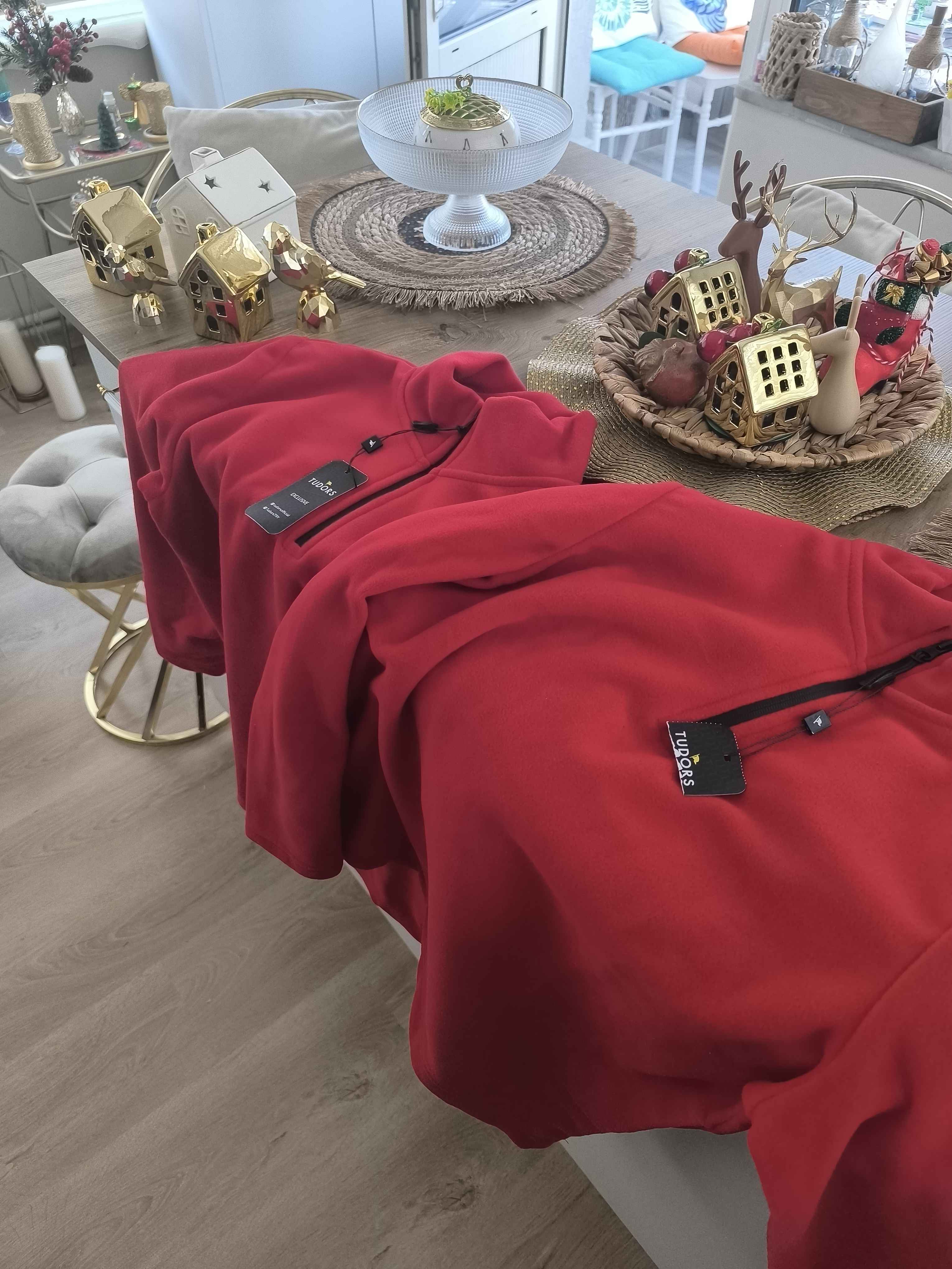 Unisex Dik Yaka Yarım Fermuarlı Polar Sweatshirt - TUDORS