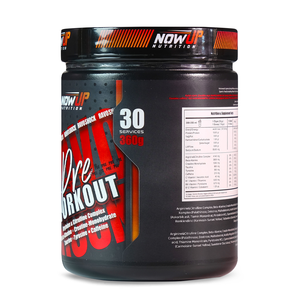 NOWUP NUTRITION Ravo Shock – Pre-Workout 360 gr. | Karışık Meyve