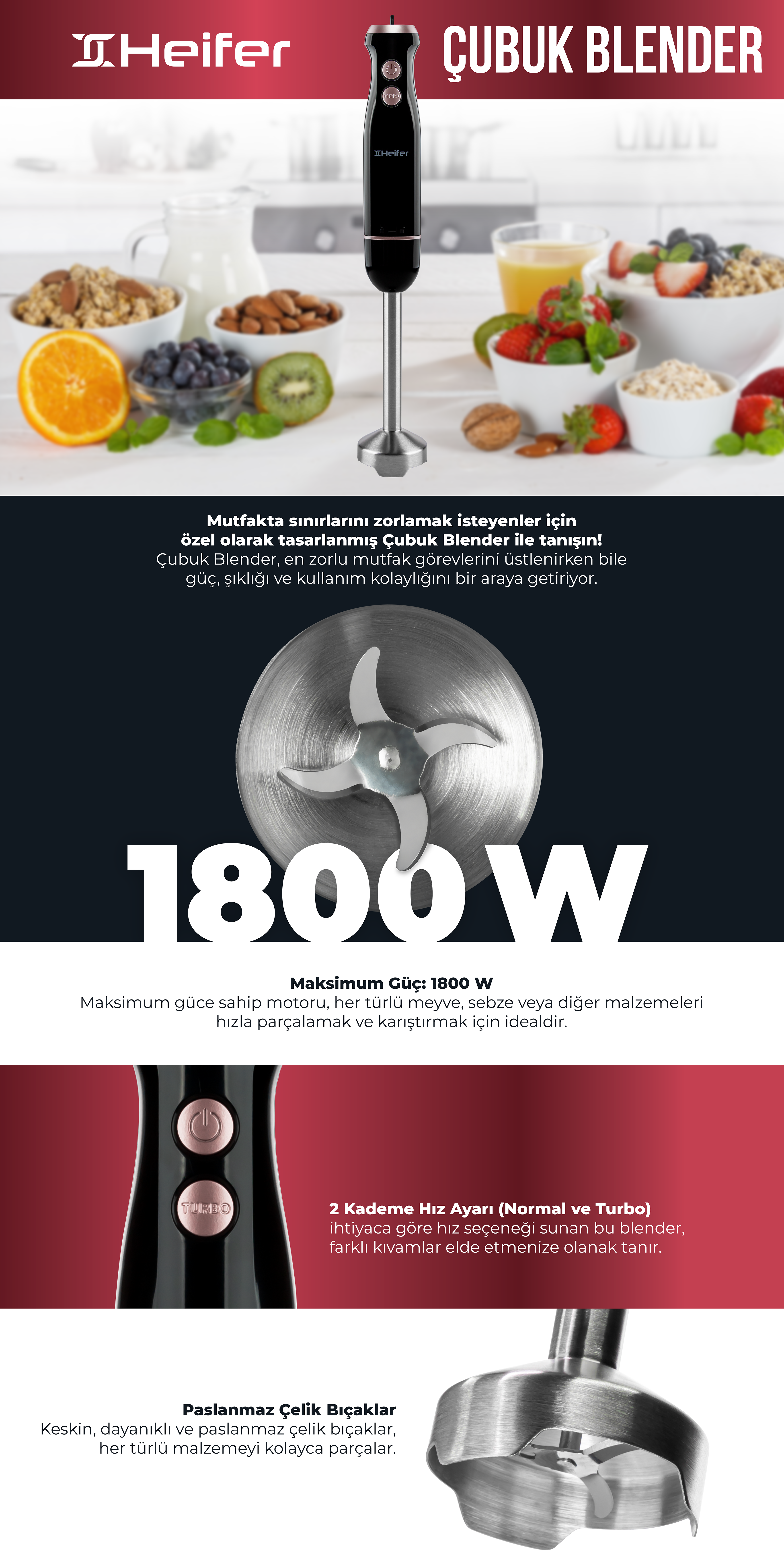Heifer Çubuk Blender 1800W